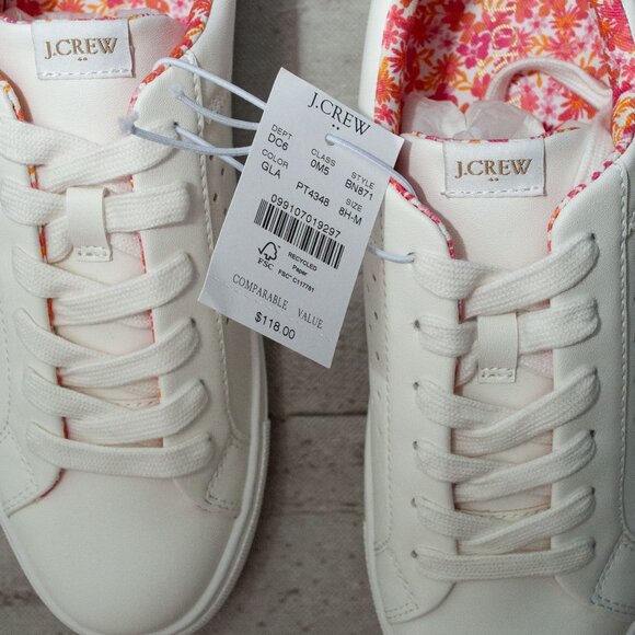 NWT J. Crew Floral Lace Up Road Trip Sneakers in Guava size 8 - Picture 5 of 12